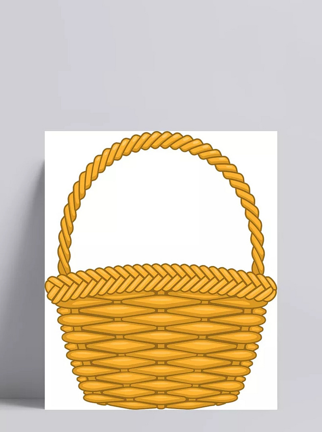 手繪編織花籃元素 簡約風格的免摳素材應用